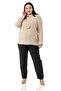 Plus Size Beige Shirt with Ruffle Detail on the Front and Shirt Collar Cuff - 2