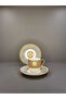 Handmade 4 Piece Porcelain Turkish Coffee Cup Set for 2 People Honey Orange Series - 2