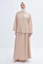 Beige-Baby Collar Linen Skirt Suit - 3