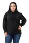Plus Size Black Shirt with Ruffle Detail on the Front and Shirt Collar Cuff