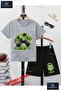 Children's Unisex “Hulk Hand Squeezed Green Canvas“ Custom Printed Crew Neck T-Shirt - Shorts Set