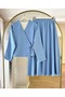 Women's Skirted Kimono Set Blue Tesstur Set Bottom Top Set - 7