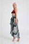 Green White Wave Knitted Patterned Pareo |   100X145Cm |   Digital Printing |   Silky Chiffon - 2