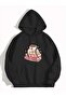 Coffee & Books Printed Hooded Pocket Cotton Black Sweatshirt