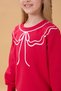 Girl's Crew Neck Printed Hooded Winter Sweatshirt - Fuchsia - 3