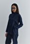 Polo Neck Washed Sweatshirt Navy Blue - 7