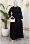 Front Buttoned Viscose Dress 1124-05 Black - 3