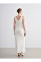 Lcwaikiki Classic White V-Neck Textured Knitwear Dress - 4