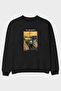 Edvard Munch Scream Front Printed Black Oversize Sweatshirt Men Women Unisex