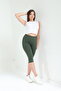 Super Quality Khaki Combed Cotton 100% Cotton Lycra Below Knee Capri Leggings High Waist - 6