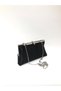 Black Color Satin Fabric Stylish Stone Evening Dress Clutch Portfolio Chain Strap Hand Wedding Engagement Henna Evening Bag