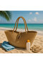 Jute Straw Beach Bag Daily Use Long Handle Shoulder Bag Handmade Natural Trend Bag - 5
