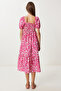 Patterned Balloon Sleeve Woven Dress Lfg0059 Pink Bone - 4