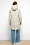 Hooded Zip-Closure Rib Knit Detail Quilted Jacket STONE 6776 - 8