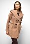 Hooded Double Breasted Short Coat Kamel 3103 - 3