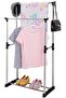 Double Pole 3-Layer Clothes Drying Rack with Wheels