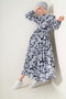 Women's Judge Collar Hijab Dress Navy Blue 1054 - 2