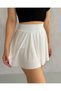 Women's Ecru Sports Shorts Skirt High Waist Fabric Sea Shorts