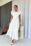 Long Scallop Dress with Ruffle Detail on the Shoulders - White - 3