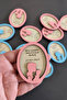 Mother's Lap Patterned Welcome Wooden Baby Magnet Pink - 20 Pieces - 5