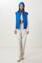 Women's Dark Blue Zipper Stand Collar Puffer Vest Mx00255