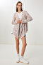 Women's Dusty Rose Bone Patterned Draped Knitwear Cardigan Nv00080 - 3