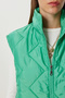 Women's Dark Green Zipper Stand Collar Puffer Vest Mx00255 - 3