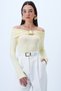 Women's Butter Yellow Madonna Collar Buckle Detailed Soft Textured Lycra Knitted Blouse Alc-X14300 - 2