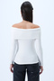Women's White Madonna Collar Buckle Detailed Soft Textured Lycra Knitted Blouse Alc-X14300 - 5