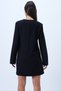 Women's Black Crew Neck Bow Detail Hidden Zipper Double Pocket Woven Dress Alc-X14298 - 5