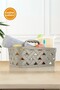 Leather Patterned Basket with Handle
