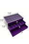 Purple Transparent Jewelry Box with 3 Drawers and Compartments - 4
