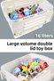 Set of 2 - Lockable Lid Toy Box - Baby Kids Room Organizer - 16 Lt Beige - 4