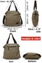 5110 Lara Women's Cream Light Brown 100% Cotton Canvas Fabric Casual Daily Cross Shoulder Tote Hand Bag - 3