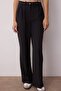Siyah Kemer Detaylı Wide Leg/Geniş Paça Dokuma Pantolon TWOAW24PL00341 - 3