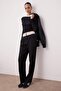 Siyah Wide Leg/Geniş Paça Yüksek Bel Kemer Detaylı Dokuma Kumaş Pantolon TWOSS23PL00150 Palazzo - 4