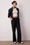 Siyah Kemer Detaylı Wide Leg/Geniş Paça Dokuma Pantolon TWOAW24PL00341 - 2
