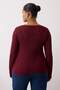 Bordo Fitted/Vücuda Oturan Dokulu Tül Esnek Örme Büyük Beden Bluz TBBAW26AF00030 - 7