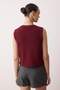Bordo Pamuk Karışımlı Crop/Kısa Triko Yelek TWOAW26YE00009 - 5