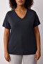 Antrasit V Yaka Modal Dökümlü Rahat Büyük Beden T-shirt TBBSS25BF00053 - 3