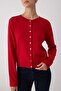 Wardrobe Essentials Kırmızı Düğme Detaylı Pamuklu Basic Triko Hırka | TWOAW26HI00001 - 3