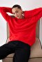 Wardrobe Essentials Kırmızı Yumuşak Dokulu Geniş Kalıp Basic Triko Kazak | TWOAW26KZ00088 - 2