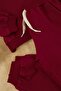 Bordo Pamuklu Slogan Baskılı Kız Çocuk Örme Sweatshirt ve Eşofman Alt-Üst Takım TKDAW25AU00038 - 5