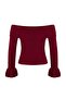 Bordo Fitted/Vücuda Oturan Carmen Yaka Fitilli Triko Kazak TWOAW26KZ00010 - 6