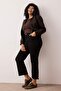 Solmayan Siyah Yüksek Bel Esnek Kısa Paça Culotte Fit Büyük Beden Jeans TBBSS23AR00014 - 3