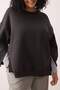 Anthracite Oversize Fit Bottoming Shirt Removal Look Knitted Plus Size Sweatshirt Tbbaw25Ao00000 - 3