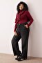 Antrasit Yüksek Bel Geniş Paça/Wide Leg Comfort/Orta Esnek Büyük Beden Jeans TBBSS24CJ00048 - 2