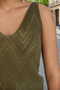 Women's Front Back V-Neck Sleeveless Strap Glitter Detailed Khaki Blouse - 3