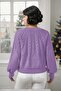 Crew Neck Hair Knitted Patterned Lilac Knitwear Knitted Sweater - 2