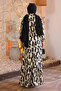 Black Patterned Skirt Tiered Viscon Dress - 5